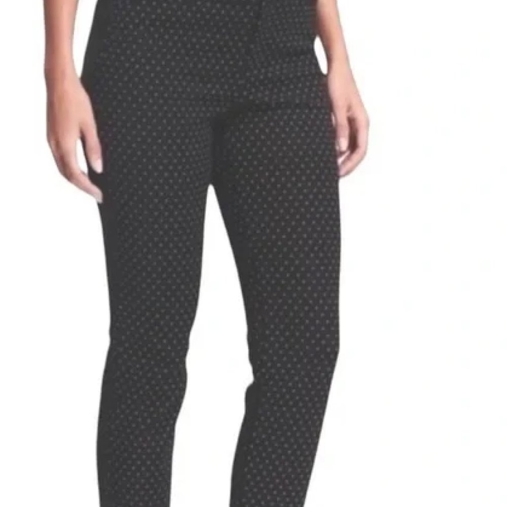 LOFT Black Velvet Polka Dot Marisa Mid-Rise Skinny Ankle Pants - NWT (Size 10)